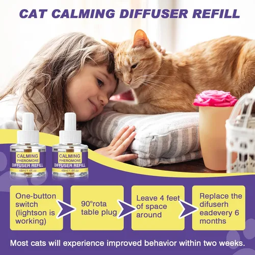 Miniatura 7 de Cat Calming Diffuser Refills, 8 Pack Pheromones for Cats Refill Long-Lasting 240-Day Supply Pheromone to Calm Cat Soothing Anxiety Stress 48