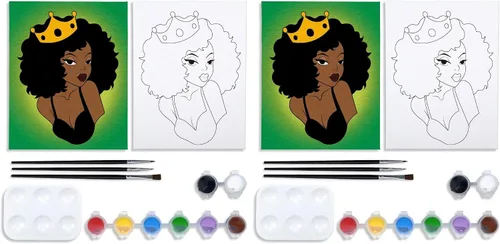 Miniatura 6 de VOCHIC Kit de pintura de lienzo predibujado para pintura para adultos, kits de fiesta de pintura y sorbo, suministros de fiesta, lienzo de 8 x 10
