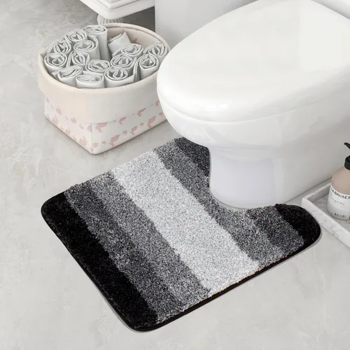 Walensee Contour Rug (20 x 24, color negro degradado) - antideslizante, absorbente de agua, alfombra de baño de microfibra suave, lavable a máquina,