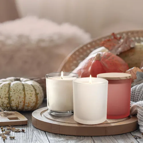 Miniatura 5 de SHOWIN Tarros de vela gruesos de 10 onzas para hacer velas, 15 unidades, frascos vacíos con tapas de madera para hacer velas, recipiente de muestra