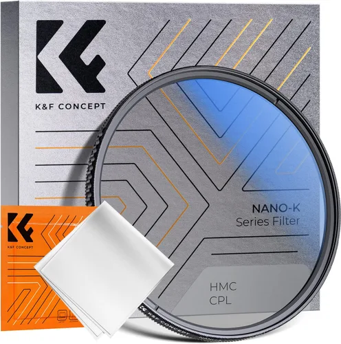 K&F Concept 37mm Filtro polarizador circular ultradelgado de 18 capas, vidrio óptico circular polarizante para lentes de cámara con paño de limpieza