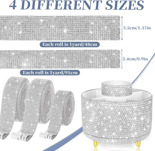 Miniatura 2 de Yi-gog Organizador de maquillaje giratorio de 360° con soporte para brochas de bricolaje con diamantes para mujeres y niñas, tocador, escritorio