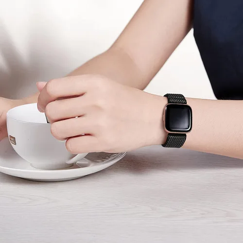 Miniatura 5 de Bandas elásticas de nailon y correas de silicona de encaje compatibles con Fitbit Versa 3/Versa 4/Sense/Sense 2, correas de repuesto ajustables