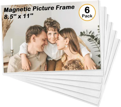 Miniatura 10 de Marco magnético para fotos, con capacidad para fotos de 5 x 7 pulgadas, fundas negras reutilizables para nevera, taquilla, gabinete de oficina