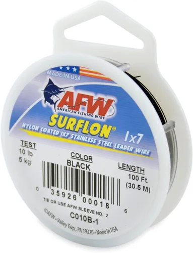 Miniatura 75 de Alambre de pesca americano Surflon recubierto de nailon 1x7 de acero inoxidable, línea líder de pesca para agua salada, prueba de 10 libras - prueba