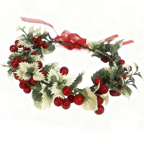Miniatura 6 de Corona de Flores de Navidad Corona Floral de Bayas Rojas Corona de Piña Bosque Woodland Boda Diadema Banda para la Cabeza