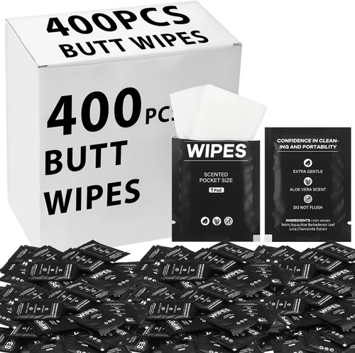400 piezas de toallitas húmedas para el trasero para mujeres, toallitas envueltas individualmente para mujeres, hombres, viajes, limpieza de manos,