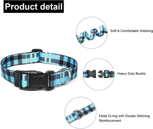Miniatura 8 de Mercano Collar ajustable para perro, patrones de diseño especial, nailon suave, cómodo y resistente, collar para mascotas para perros pequeños