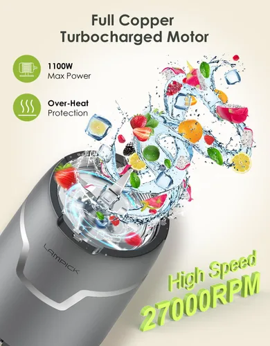 Miniatura 2 de Batidora de Smoothies, Licuadora Personal de 1100W para Batidos y Smoothies, Combo de Licuadoras y Molinillo para Cocina con 2 * 22 Oz Vasos Para