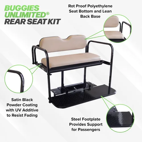 Miniatura 2 de Buggies Unlimited Club Car Precedent - Kit de asiento trasero abatible para carrito de golf con marco de acero, compatible con modelos 2004 en Buff