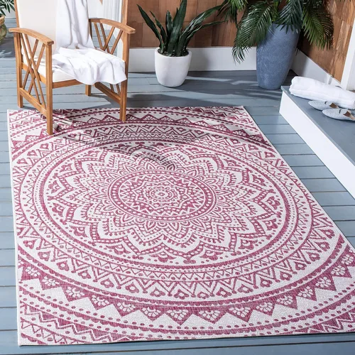 Miniatura 35 de SAFAVIEH Alfombra lavable para exteriores, colección Courtyard - Pasillo de 2.3 x 8 pies, color beige claro y marrón claro, no desprende pelusa