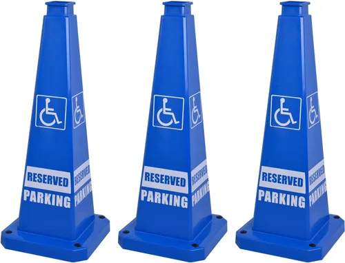 Miniatura 16 de Conos de precaución de 26.5 pulgadas, letreros de seguridad visibles de 4 lados con base de goma pesada, advertencia para prevención de resbalones