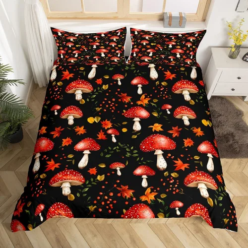 Miniatura 12 de Funda de edredón de hongos salvajes, acuarela, decoración de plantas naturales para exteriores, juegos de ropa de cama para niños, adolescentes