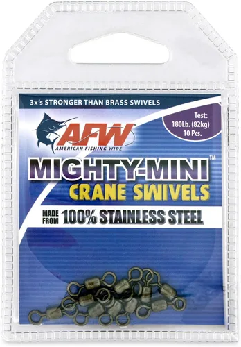 Miniatura 14 de American Fishing Wire Mighty Mini grúa giratoria, línea de pesca esencial, equipo de pesca compacto, giro de agua salada, giro de acero inoxidable