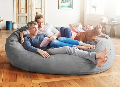 Miniatura 2 de Lumaland - Lujoso puf gigante de 2,1 m con funda de microgamuza, ultra suave, relleno de espuma, lavable, XXL, para niños, adolescentes, adultos