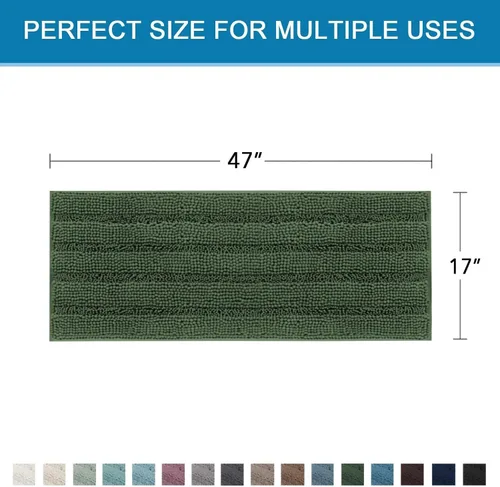 Miniatura 265 de H.VERSAILTEX Alfombras de baño para cuarto de baño, antideslizantes, tapetes de baño extragruesos, de felpilla, a rayas, alfombra de 20" x 32