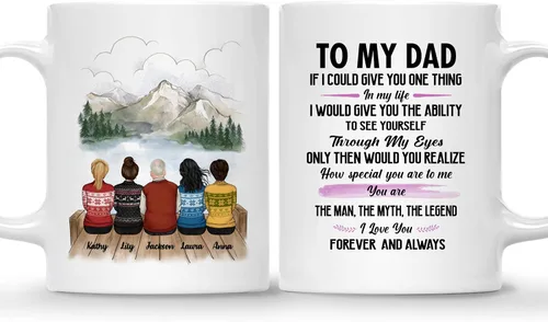 Miniatura 23 de Gossby Taza personalizada (3 hijas) Thank You Dad For Everything, taza personalizada para papá, de regalo, día del padre, cumpleaños, 11 onzas, 15 3