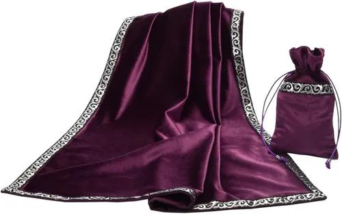 Miniatura 12 de BLESSUME Mantel de tarot de altar adivinación Wicca terciopelo cuadrado con bolsa de tarot (verde)