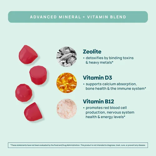Miniatura 5 de Stay-Well Naturals Natural Zeolite Heavy Metal Detox Kids, gomita masticable, zeolita micronizada, limpieza total de metales corporales, limpieza