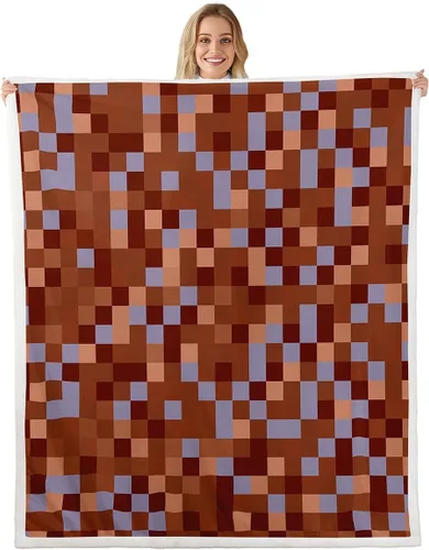Miniatura 22 de Manfei Miner Style Grid Throw Blanket Green Pixel Shade Plaid Fleece Blanket Modern Geometric Games Cozy Throws for Bed Couch Sofa,Kids Boys Girls
