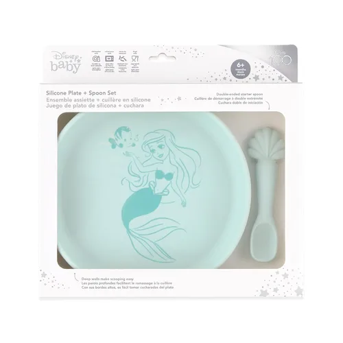 Miniatura 6 de Bumkins Disney - Juego de platos y cucharas para bebés y niños pequeños, plato de silicona para bebés y niños, destete LED, suministros