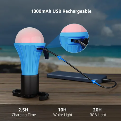 Miniatura 5 de LE Bundle - 2 artículos: linterna de camping LED de 1000LM recargable, banco de energía de 4400 mAh y linterna de camping recargable LED, 7 modos