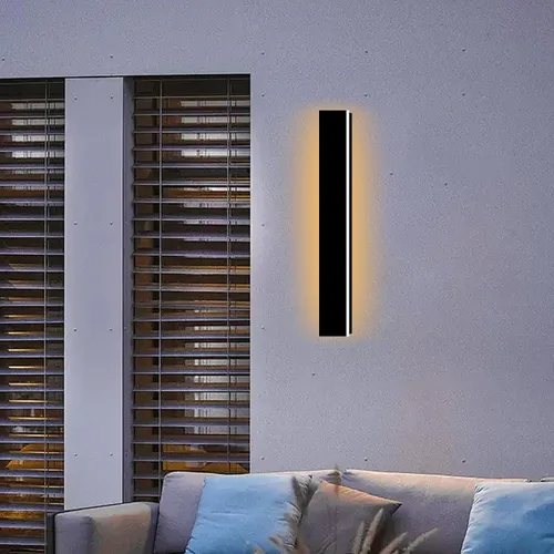 Miniatura 24 de Paquete de 2 luces de pared para exteriores de 39 pulgadas, montaje en pared, aplique moderno para exteriores, iluminación exterior lineal larga LED