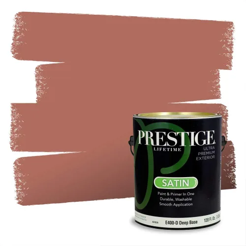 Miniatura 518 de Prestige Paints Pintura exterior e imprimación en uno, 1 galón, plano, coincidencia comparable de Valspar* Amber Rose*