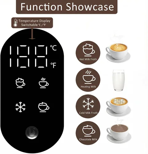 Miniatura 2 de Espumador de leche 4 en 1 para café, vaporizador de leche eléctrico desmontable de 19.6 onzas, máquina automática de espuma fría y caliente
