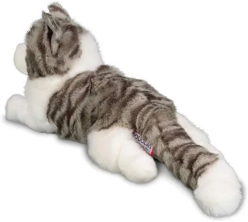 Miniatura 4 de Douglas Animal de peluche de gato gris ahumado – 19 pulgadas, suave y realista, juguete de peluche atigrado gris y blanco para niños, niños pequeños