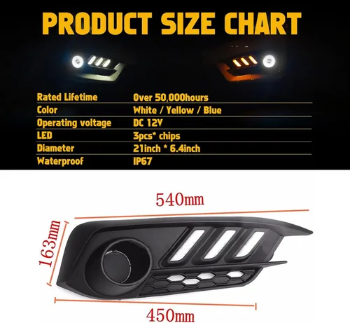 Miniatura 3 de x xotic tech Cubierta de bisel de luces antiniebla LED para parachoques delantero, compatible con Honda Civic 10ª generación 2016-2018 2/4 puertas