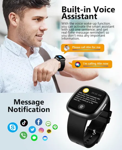 Miniatura 7 de Smart Watches, 1.72" Smartwatch for Men Women (Answer/Make Call), Fitness Tracker with 100+ Sport Modes, IP68 Waterproof, Heart Rate/Sleep/Spo2 Black