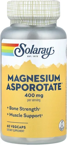 Solaray Suplemento de asporotato de magnesio, 200 mg, 60 unidades