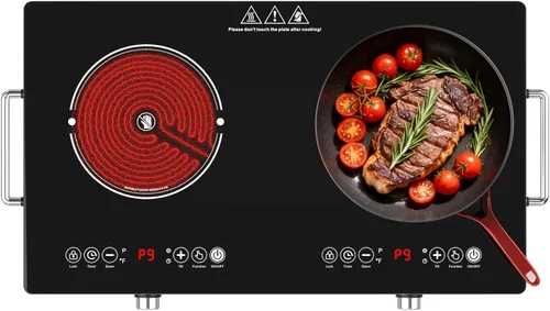Miniatura 12 de Placa de cocina eléctrica de 2400 W: estufa eléctrica de 24" de 2 quemadores, placa caliente de doble quemador, GTKZW control de perilla para Placa