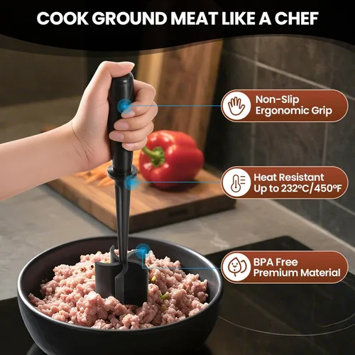 Miniatura 8 de CUNSENR Picador de carne de alta calidad, herramienta trituradora de carne molida de 5 cuchillas curvas, trituradora de carne de nailon resistente