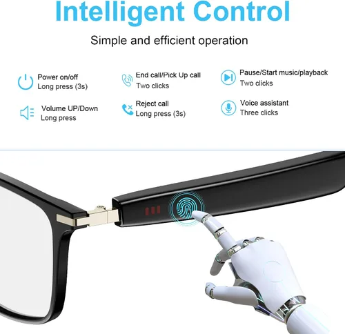 Miniatura 2 de Lentes inteligentes AI, lentes Bluetooth 5.3 para hombres y mujeres, gafas de traducción con 164 idiomas, lente física que cambia