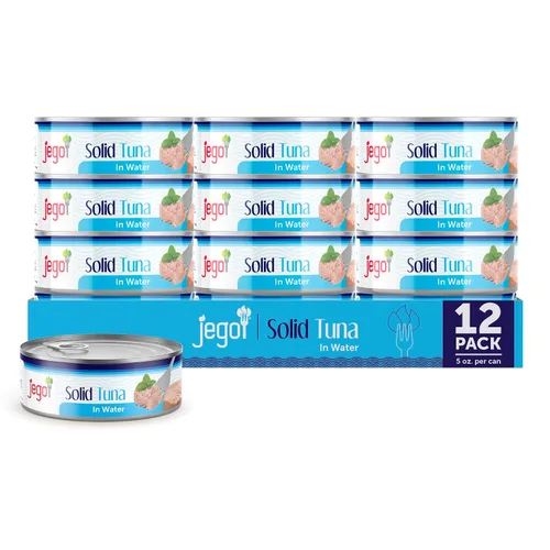 Miniatura 16 de Jego Atún sólido en aceite de girasol Atún natural silvestre Keto Bajo en carbohidratos Sin gluten Sin soja Enlatado Listo para comer