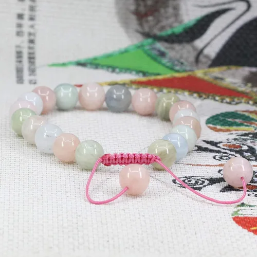 Miniatura 2 de Pulsera de piedras preciosas naturales de 0.394 in con cuentas redondas ajustables trenzadas de macramé con borlas de chakras y reiki