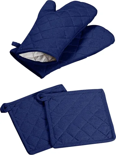 Miniatura 7 de Oven Mitt (7"x13") & Pot Holder (8"x8") 100% Cotton Set of Heat Resistant Oven Gloves & Hot Pads for Gifts, BBQ, Cooking, Baking, Thanksgiving