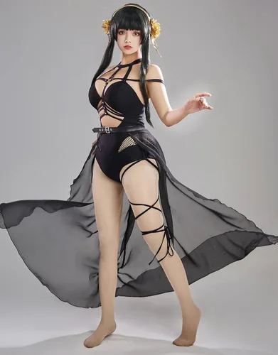 Miniatura 4 de haikyuu Traje de baño de una pieza derivado de anime para mujer con falda cruzada y diadema de malla halter
