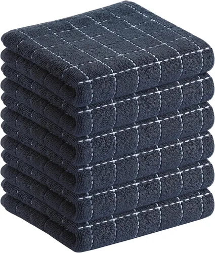Homaxy Toallas de cocina de rizo 100% algodón (gris oscuro, 13 x 28 pulgadas), diseño a cuadros, toallas de cocina suaves y súper absorbentes,