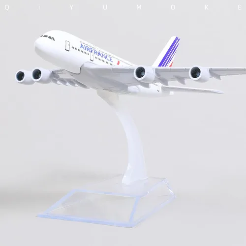 Miniatura 3 de 1/400 Francia A380 Modelo Avión Modelo Metal Diecast Kit de modelo de avión para Airbus A380 (5.5 pulgadas L) con soporte de avión de exhibición E.