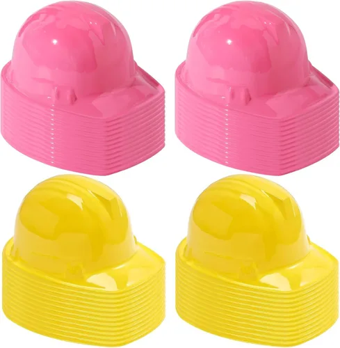 Miniatura 8 de Sumind Paquete de 48 sombreros de fiesta de construcción para niños, casco de plástico para trabajadores, juguete a granel para niños de 3 a 8 años