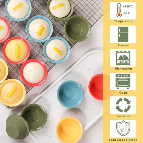 Miniatura 6 de Webake 36 piezas de silicona de platino Puto Molder filipino de tamaño pequeño, 2.2 pulgadas reutilizable Kutsinta para vaporera, taza de repuesto