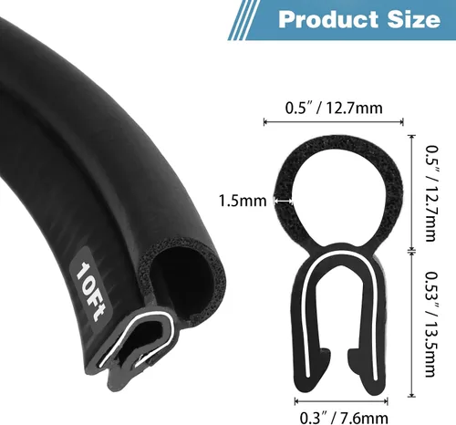 Miniatura 2 de DGSL Tira de Sellado para Puerta de Coche, Burlete para Puerta con Pera Superior, Sellado Automotriz para Coches, Barcos, Vehículos Recreativos