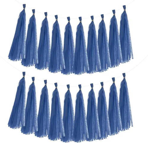 Miniatura 7 de MECCANIXITY 20 guirnaldas de papel de seda con borlas para decoración de fiestas, día de San Valentín, cumpleaños para mujeres con cuerda y alambre