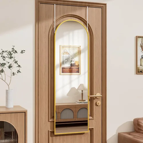 Miniatura 28 de Rowjut - Espejo de piso arqueado de longitud completa de 64 x 21 pulgadas, espejo grande de cuerpo completo para colgar, colocar de pie o apoyado