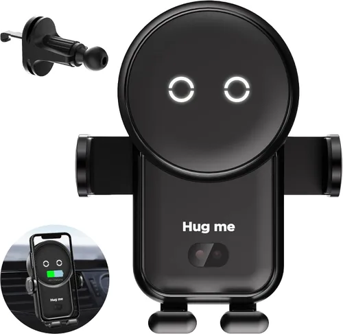 Cargador inalámbrico para automóvil, 15 W, carga rápida, soporte para teléfono celular, con sujeción automática, compatible con iPhone 14 Series/14