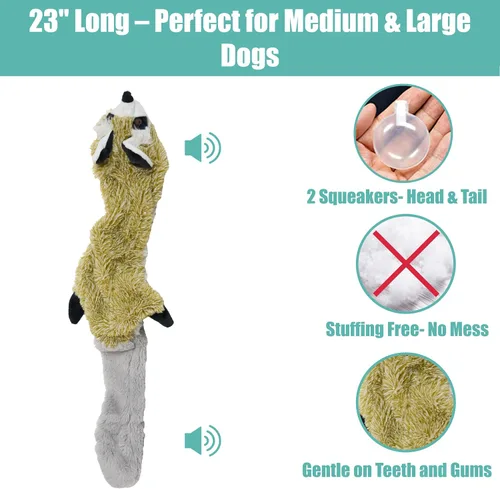 Miniatura 3 de SPOT Skinneeez - Juguete para perros sin relleno con chirriador para todos los perros. Juguete de tira y afloja para razas pequeñas y grandes. 23