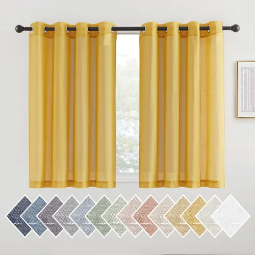 Miniatura 42 de NICETOWN Cortinas de lino traslúcidas con textura de lino de 84 pulgadas de largo, con ojales semitraslúcidos, tratamientos de ventana, privacidad